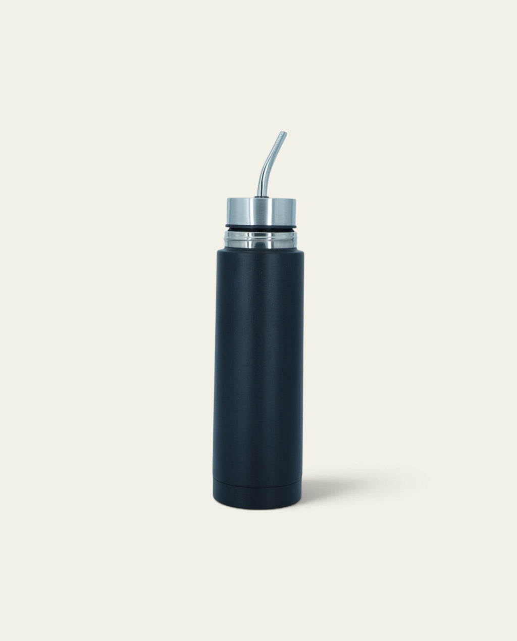 Mate Listo Boldo de color negro con bombilla de acero inoxidable integrada en un diseño cilíndrico minimalista