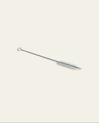 Boldo stainless steel cleaning brush for mate bombilla with a long wire handle and white nylon bristles