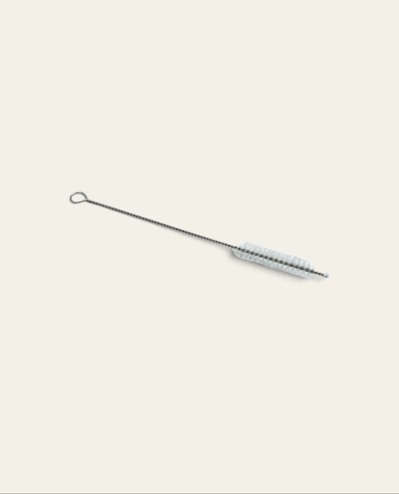 Boldo stainless steel cleaning brush for mate bombilla with a long wire handle and white nylon bristles