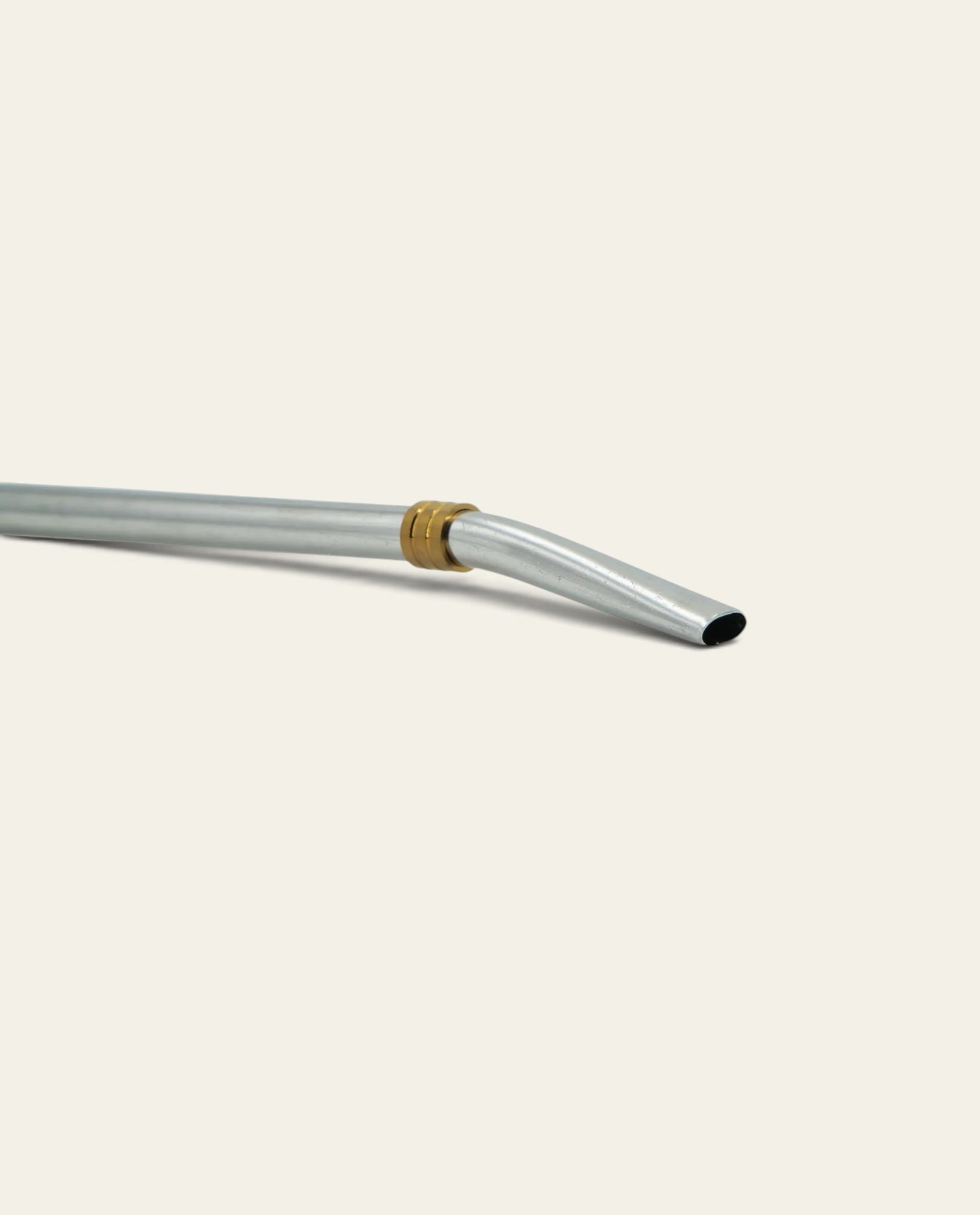 Boldo stainless steel mate bombilla straw with a gold-tone accent ring and ergonomic angled mouthpiece