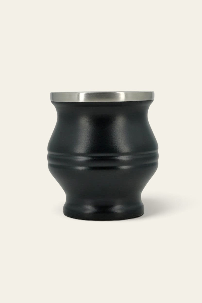 Boldo stainless steel thermal mate cup in matte black with a minimalist design for hot yerba mate