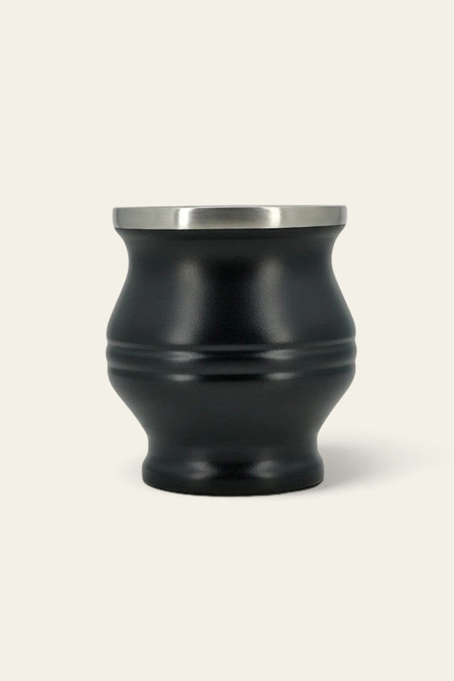Boldo stainless steel thermal mate cup in matte black with a minimalist design for hot yerba mate