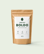Bolsa de 500g de Yerba Mate Boldo en empaque kraft con diseño minimalista y etiquetas de calidad natural