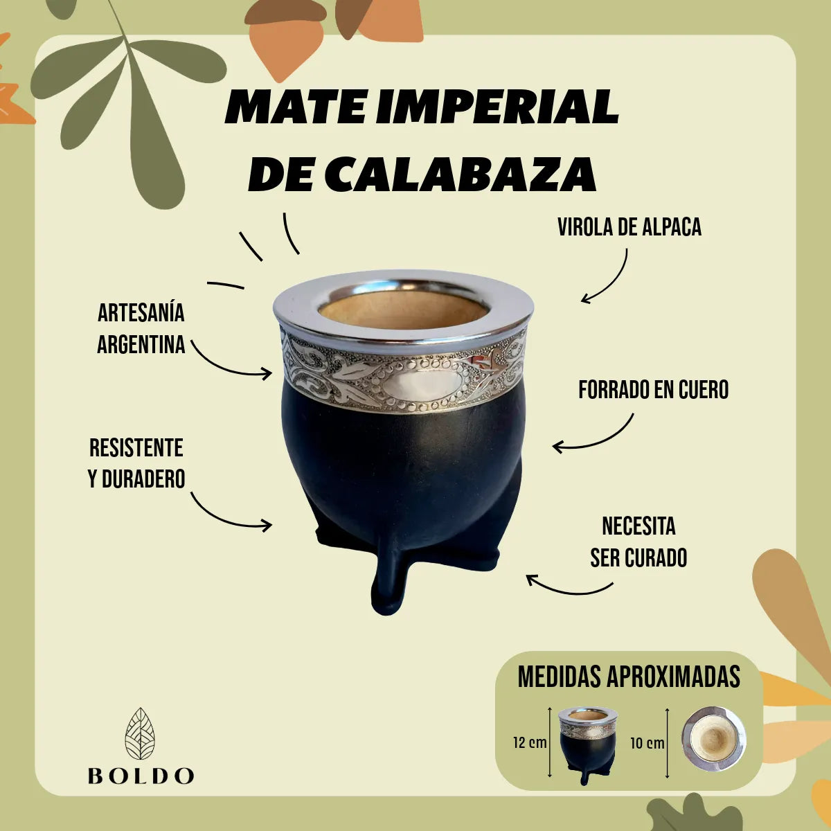 Infografía mate imperial de calabaza con virola lisa